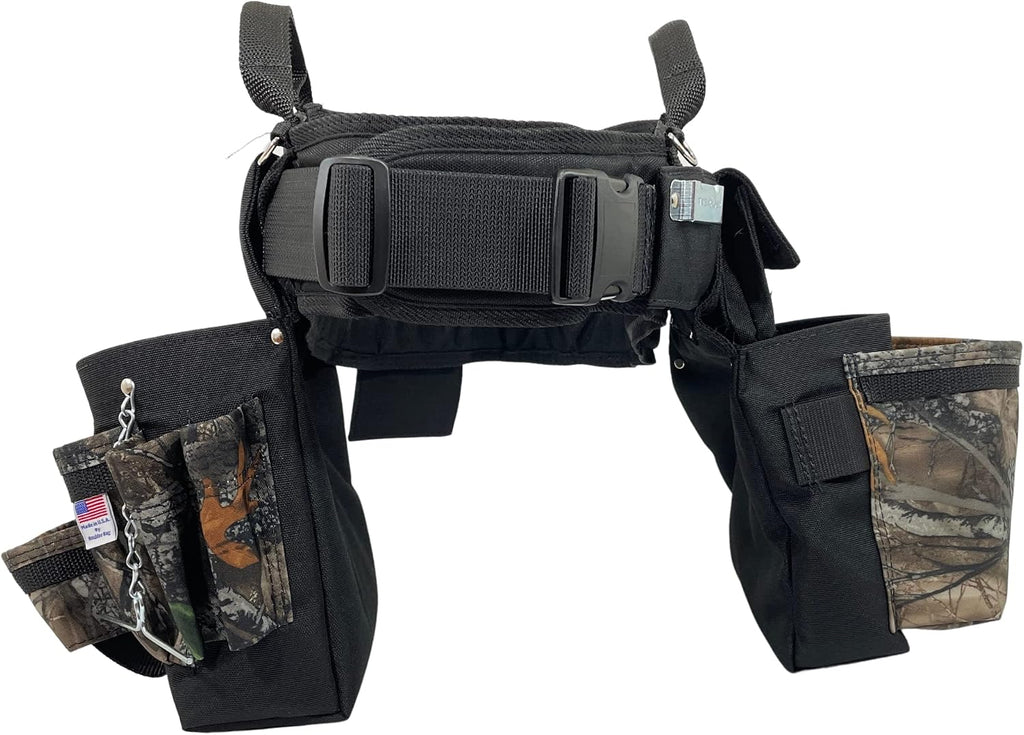 BOULDER BAG Ultimate Electrician's MAX Combo with Comfort Back Support Tool Belt, Quick Release Buckle, Heavy Duty Tool Belt, Camo - Backwoods, (Medium 28-32 Inch Waist), Made in USA