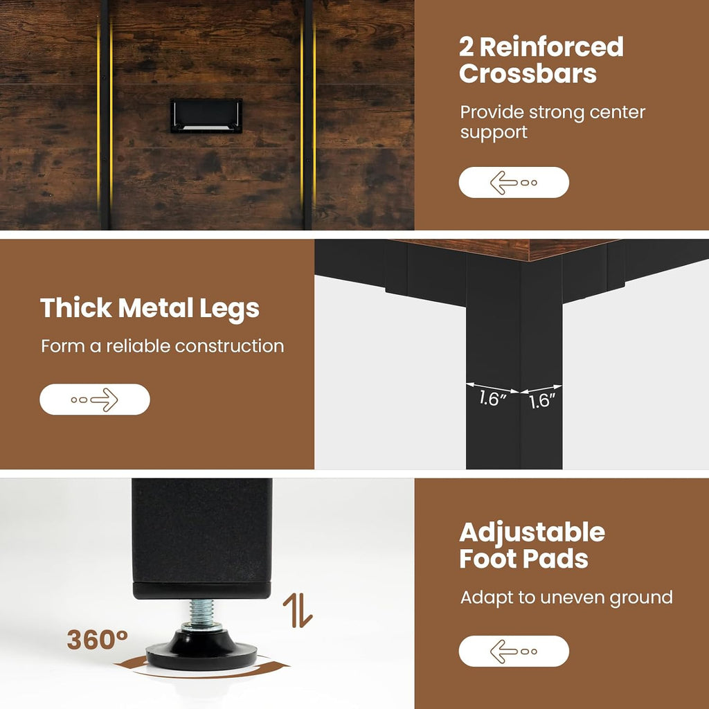 Giantex 6 FT Conference Table for 8-10 People, Modern 71' L x 35.5' W Large Meeting Table with Metal Frames, Rectangle Conference Room Table with Cable Grommet for Office, Boardroom, Rustic Brown