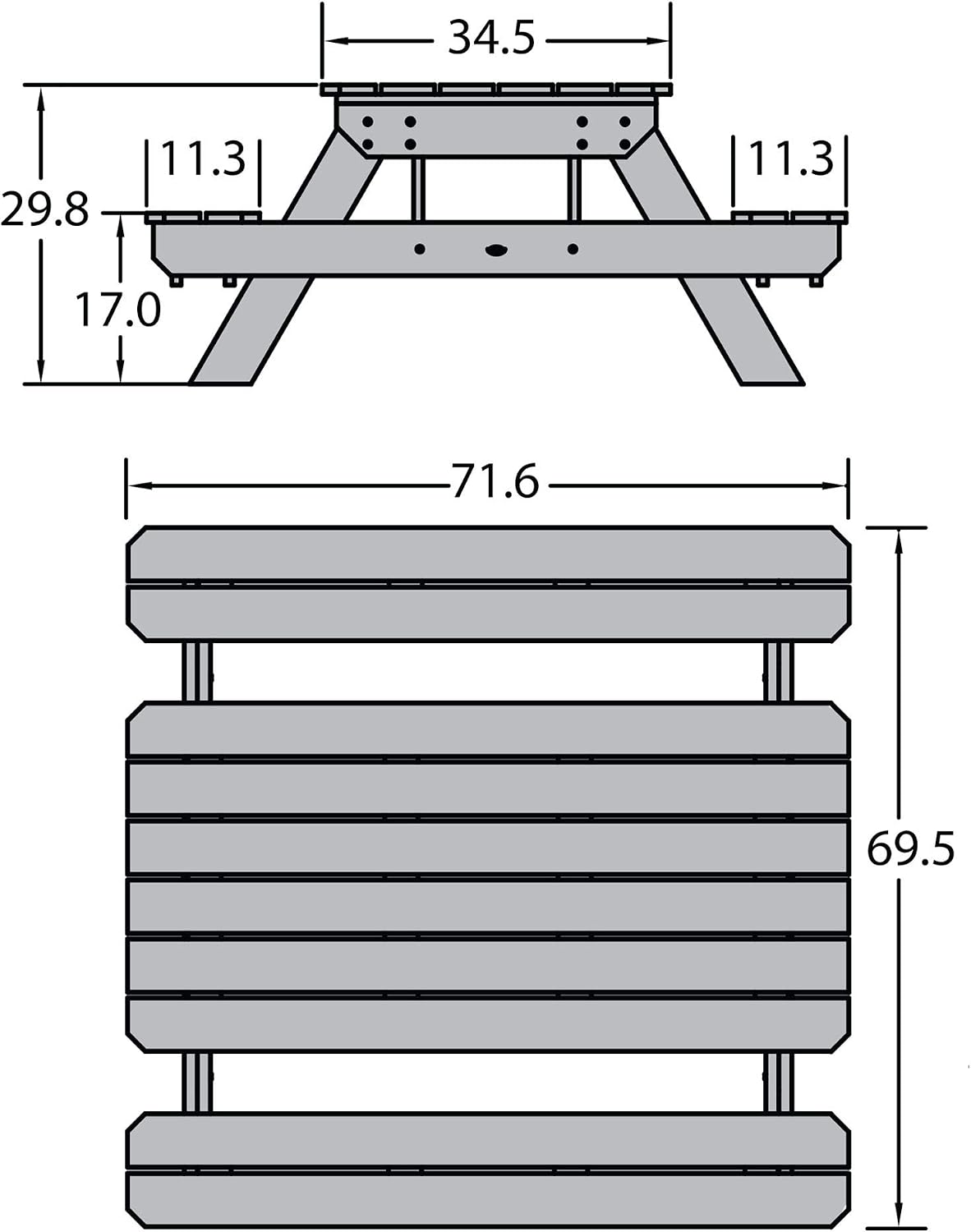 Highwood Hometown Picnic Table, 6 Foot, Saddle