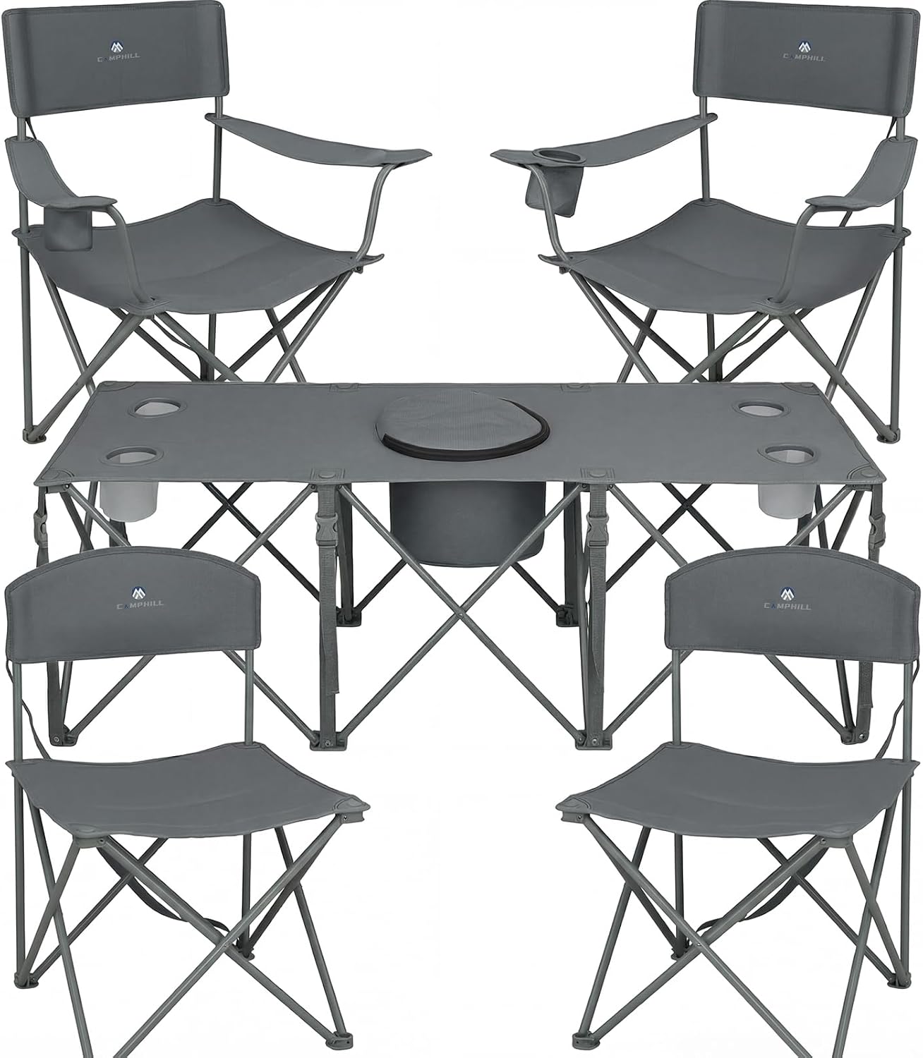 Camping Chair Set of 3, Outdoor Folding Camping Chairs for Heavy People with Cup Holder & Carry Bag,Collapsible Chair Include One Sofa Chair and Two Single Chair,Support up to 500lbs