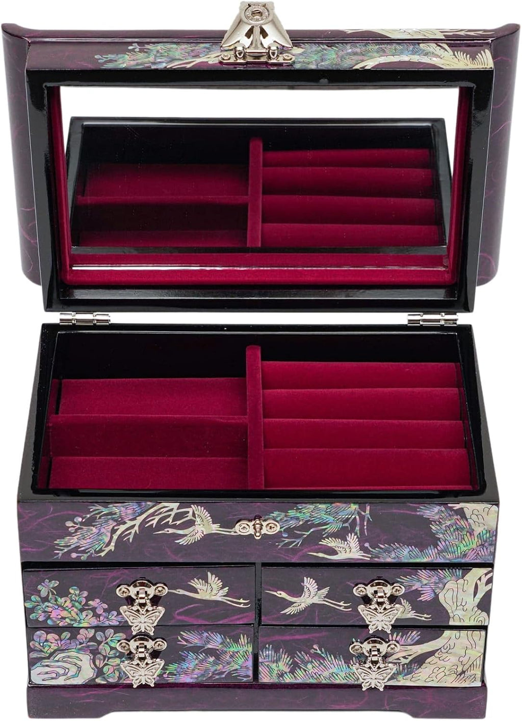 February Mountain Mother of Pearl Handcrafted Mother-of-Pearl Jewelry Box with Traditional Korean Design Mother's day Graduation Birthday Gifts for Women