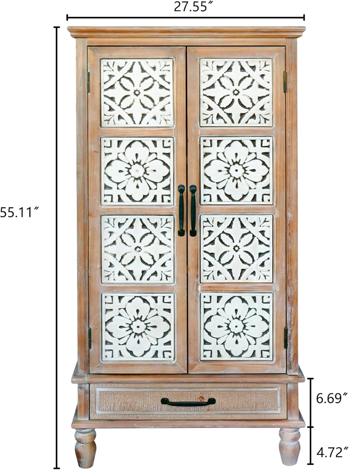 LKTART 55' Tall Vintage Sideboards Carved Wood Buffet Cabinet,Farmhouse Pantry Decorative Cabinet with Carved Doors and Drawers for Home Decor and Finishing Fir Wood