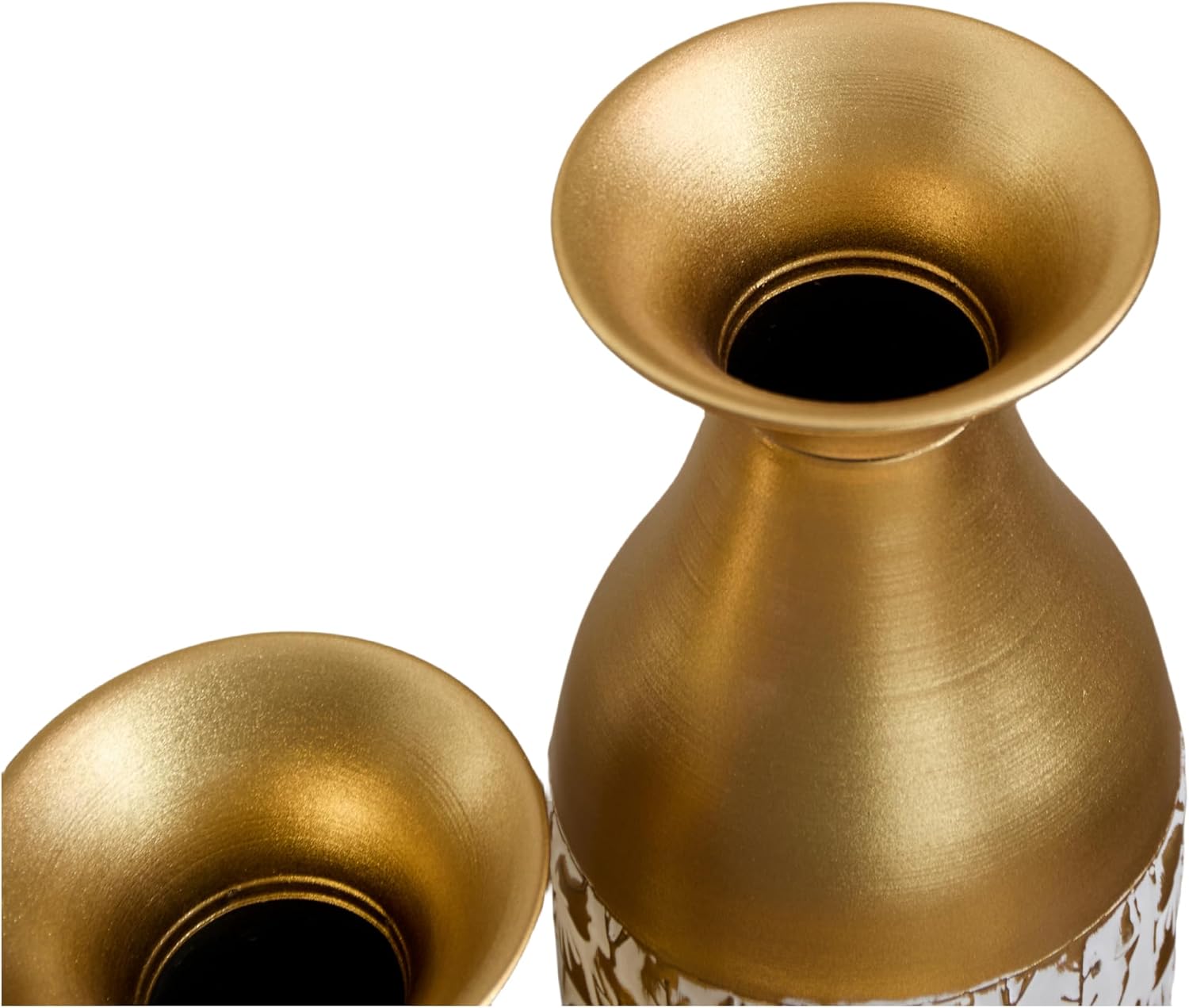 Gilded White 3D Relief Flower Metal Vase Set 24'. 29'. 32. 68 - Floor Vases for Living Room, Entryway & Office Decor, Rustproof Tall Standing Home Décor (Whit and Gold)