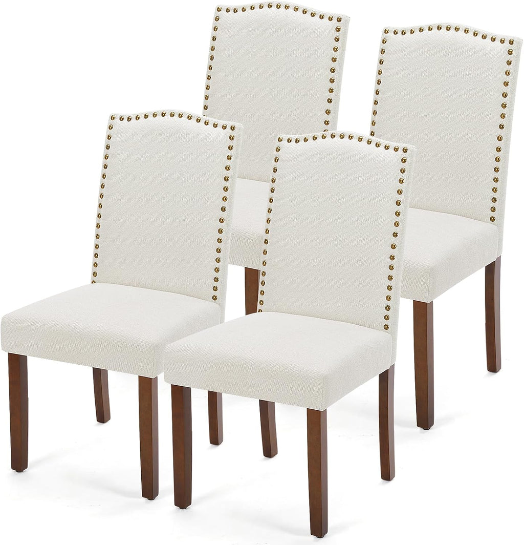 DUMOS Dining Chairs Set of 4, Modern Kitchen Table Chairs with Wooden Legs and Padded Seat for Dining Room/Kitchen/Living Room/Restaurant, Beige