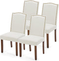 DUMOS Dining Chairs Set of 4, Modern Kitchen Table Chairs with Wooden Legs and Padded Seat for Dining Room/Kitchen/Living Room/Restaurant, Beige