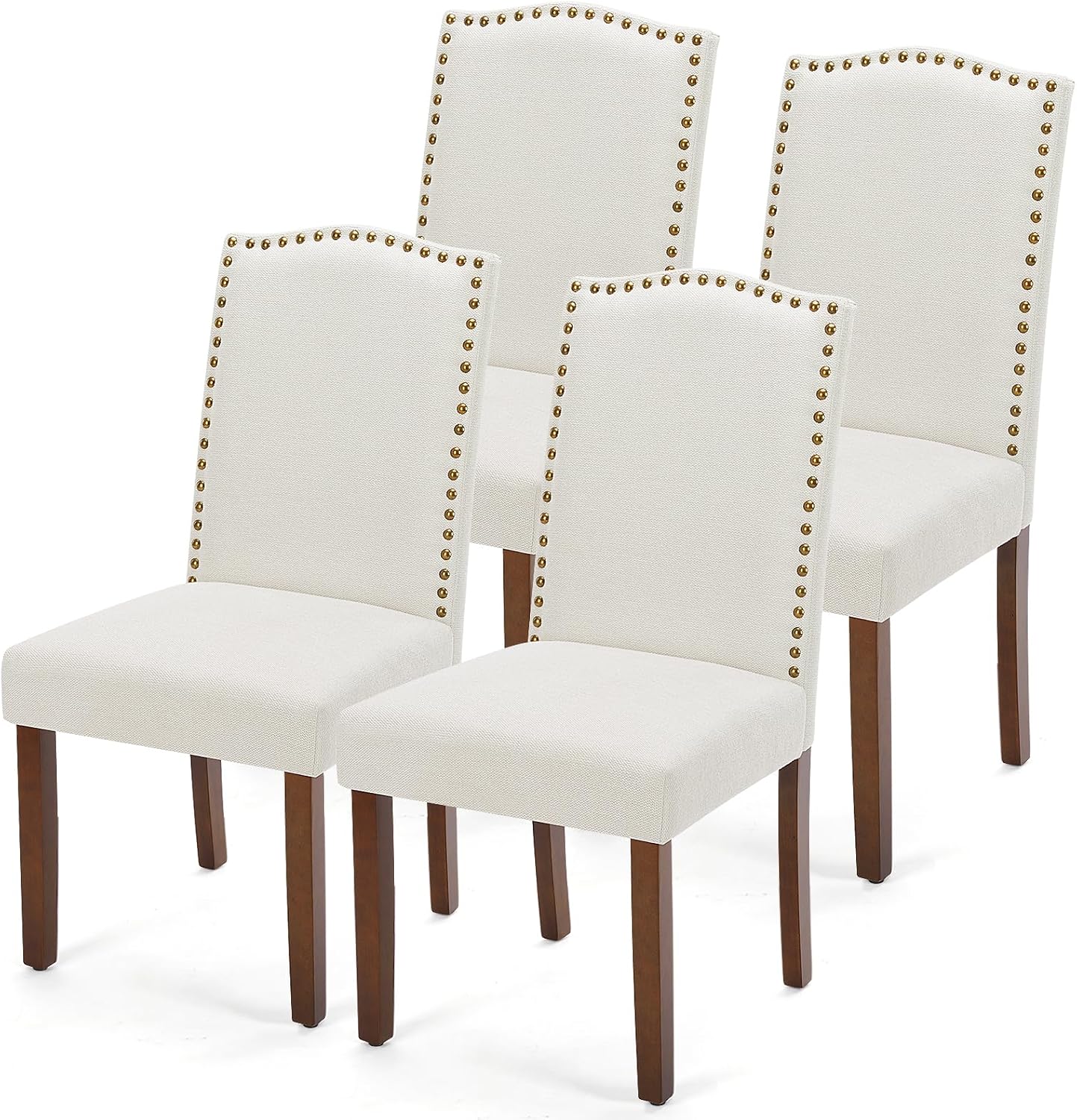 DUMOS Dining Chairs Set of 4, Modern Kitchen Table Chairs with Wooden Legs and Padded Seat for Dining Room/Kitchen/Living Room/Restaurant, Beige