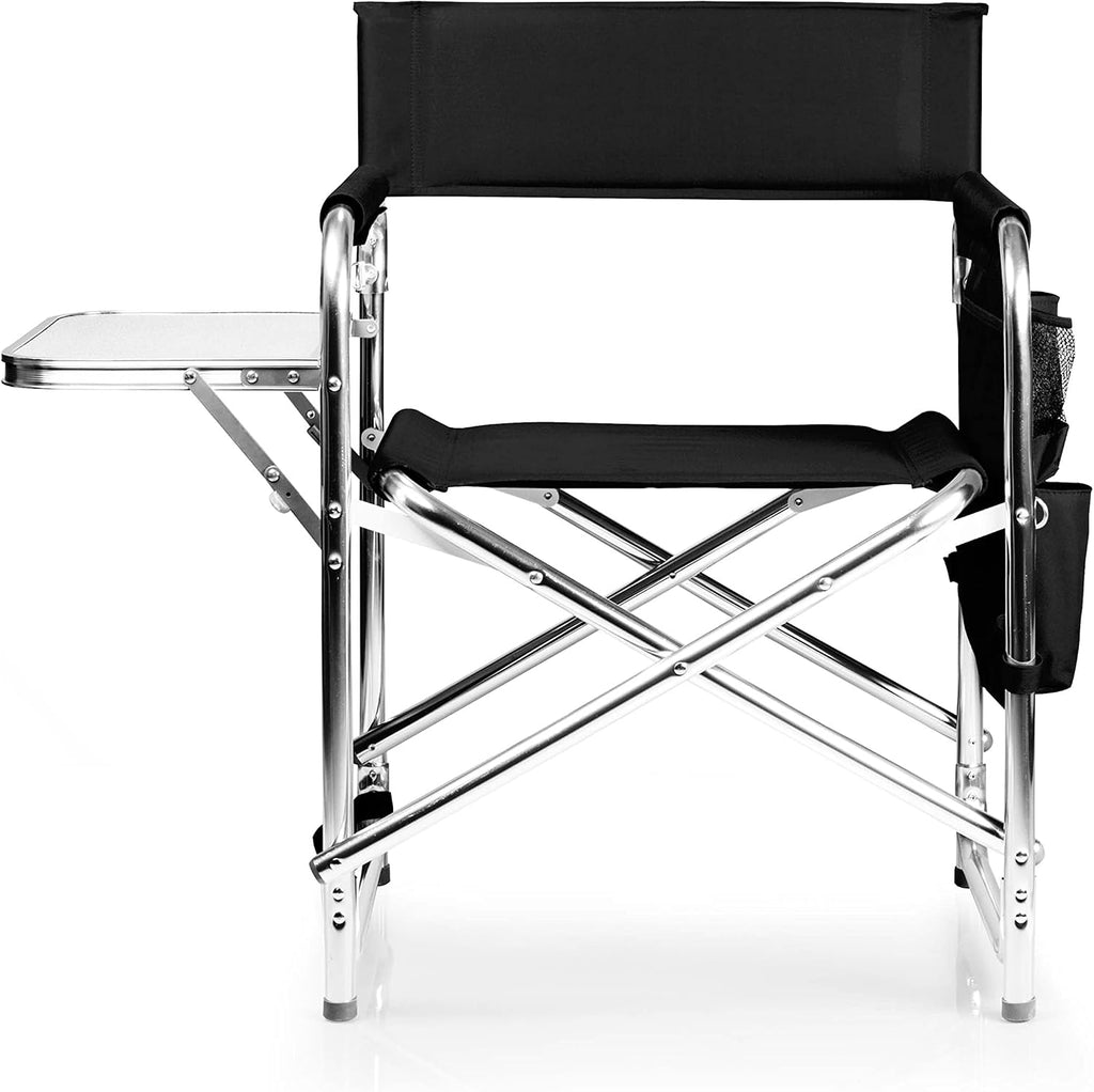 PICNIC TIME NCAA Alabama Crimson Tide Sports Chair with Side Table, Beach Chair, Camp Chair for Adults, (Black)