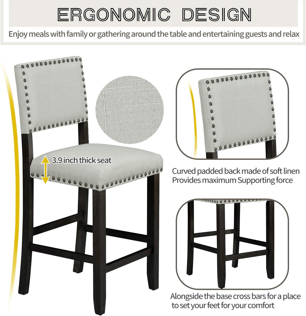 P PURLOVE 5 Piece Kitchen Table Set Counter Height Dining Table Set with Rectangle Table and 4 Cushioned Chairs for Small Place,Pub Kitchen