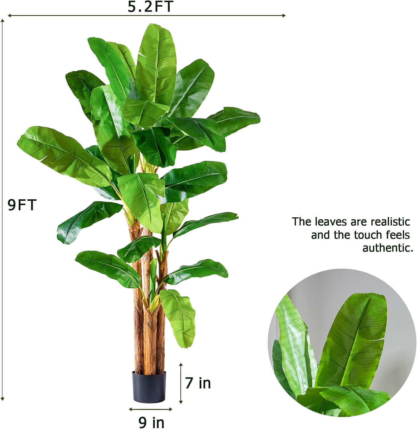 Erimda 9FT Artificial Banana Tree Tall Fake Banana Leaf Plant Faux Banana Silk Tree Faux Banana Leaves for Home Swimming Pool Indoor Outdoor Patio Tropical Decor