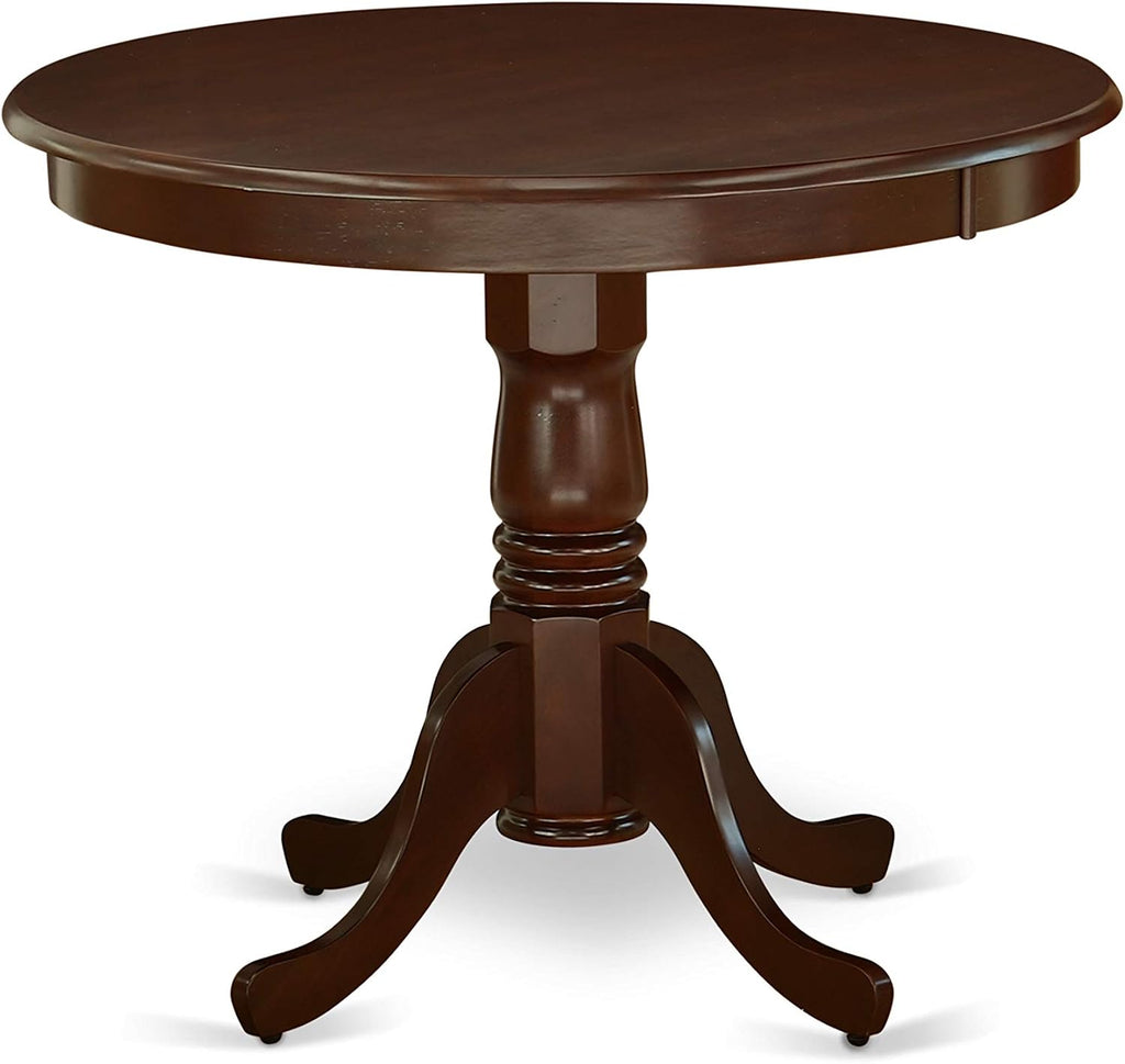East West Furniture ANT-MAH-TP Antique Dining Room Table - a Round kitchen Table Top with Pedestal Base, 36x36 Inch, Mahogany