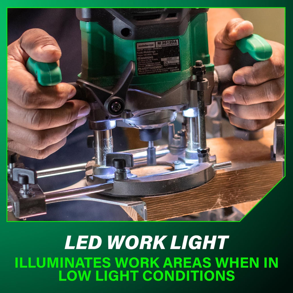Metabo HPT Cordless Plunge Router, 36V Variable Speed Router, Up to 46 Feet per Minute, Lightweight Design at 6.9 lbs, LED Work Light, 2020 Pro Tools Innovation Award Winner, M3612DA