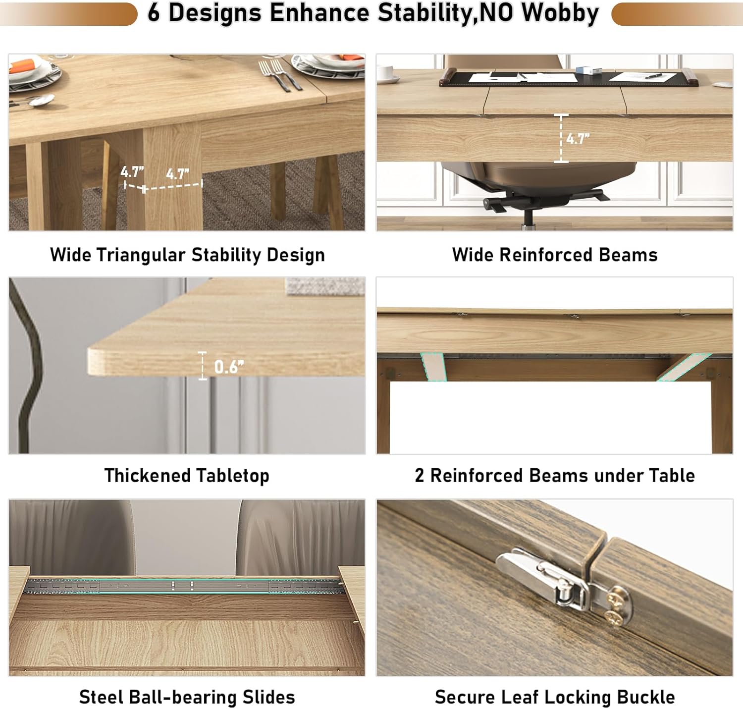 59'-86' Extendable Dining Table for 6-10 Person, Wooden Dining Room Table, Modern Extendable Table for Gatherings, Meeting for Small Kitchens, Dining Office Areas(Natural)