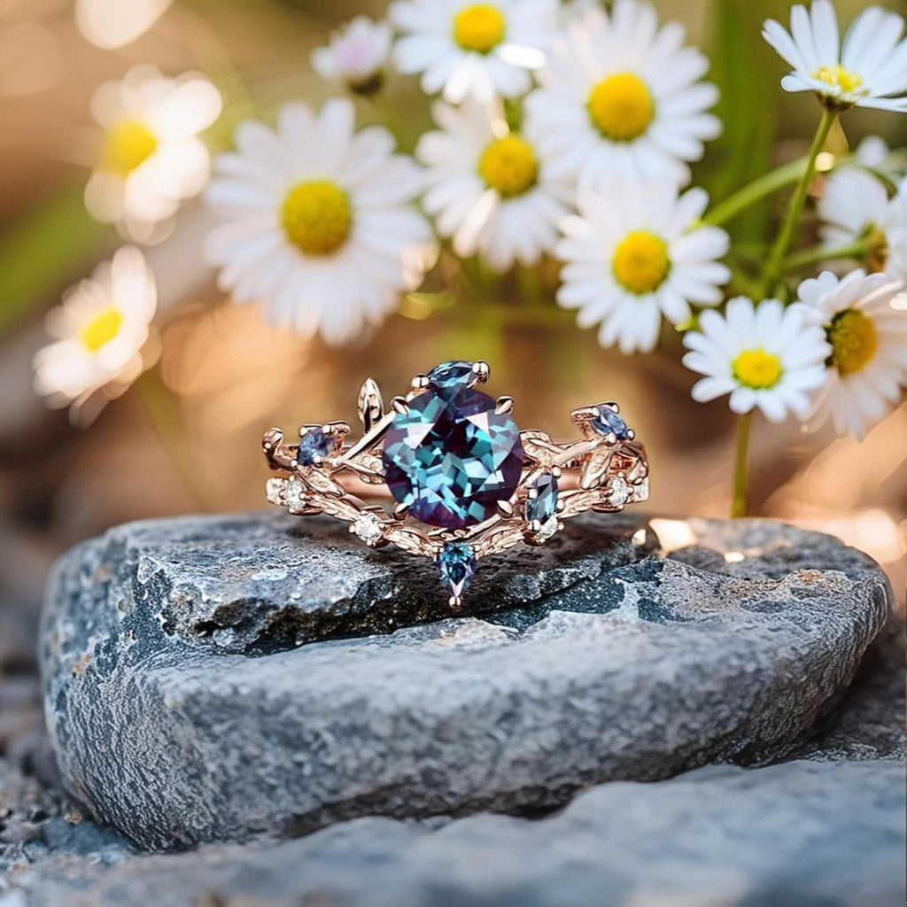 SISGEM Moissanite Couple Rings Set, 10K 14K 18K Solid Gold Moissanite Wedding Rings for Him And Her, Vintage Leaf/Branch Wedding Bands Matching Couple Rings Anniversary Jewelry Gift for Women And Men