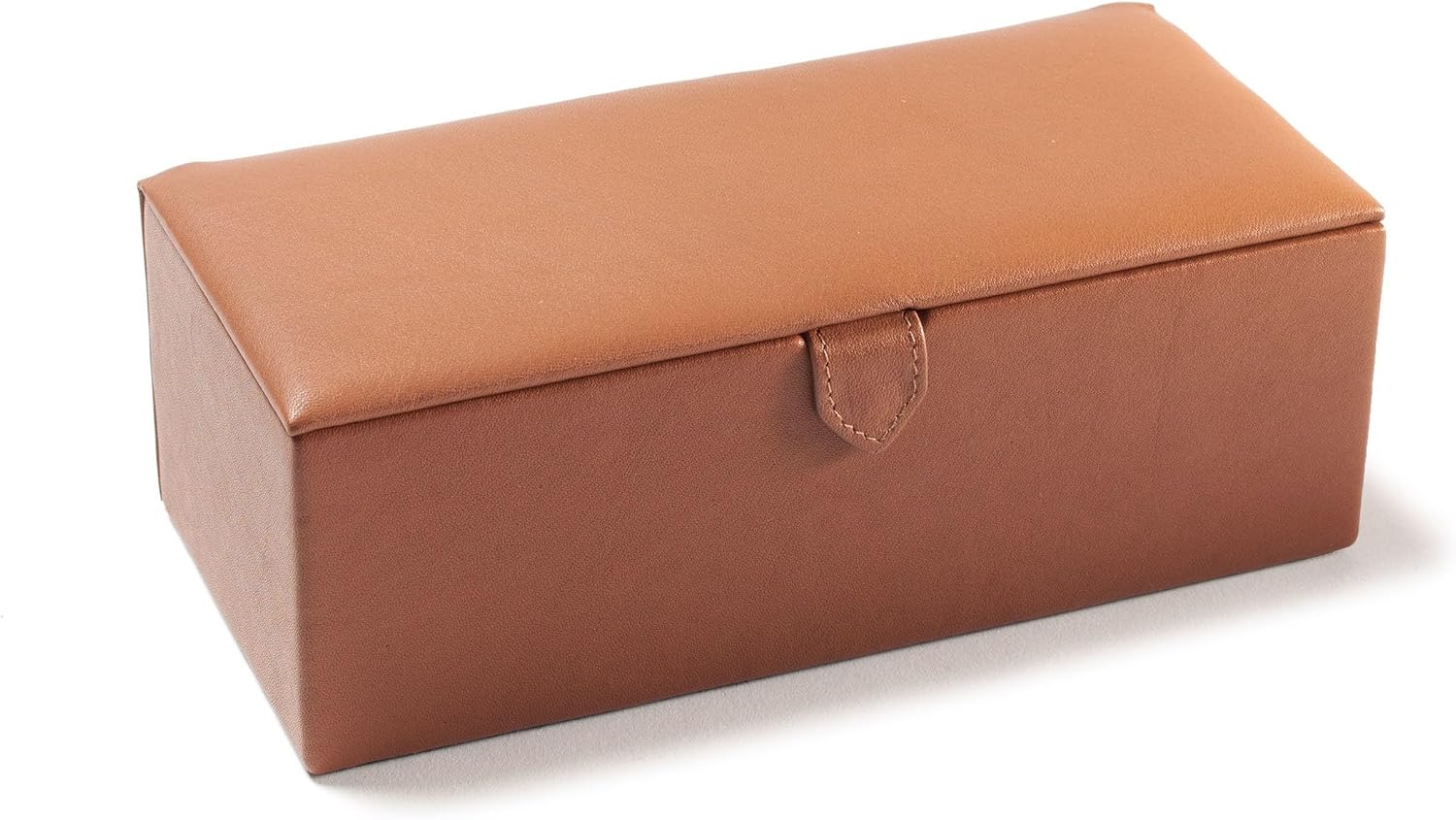 Leatherology Cognac Watch & Bracelet Box – Full Grain Leather Jewelry Organizer with 4 Microsuede-Lined Compartments, Removable Cushions & Snap Closure – Storage for Watches and Accessories