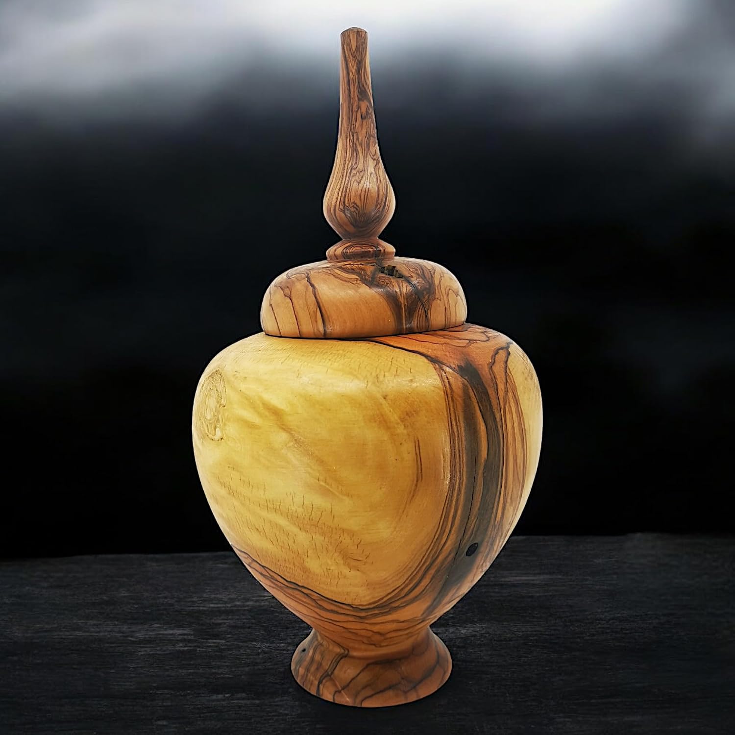 Hand-Turned Olive Wood Lidded Box - Decorative Vase, Rustic Home Decor, Jewelry Box, Unique Gift, New Home & Housewarming Wood Decor
