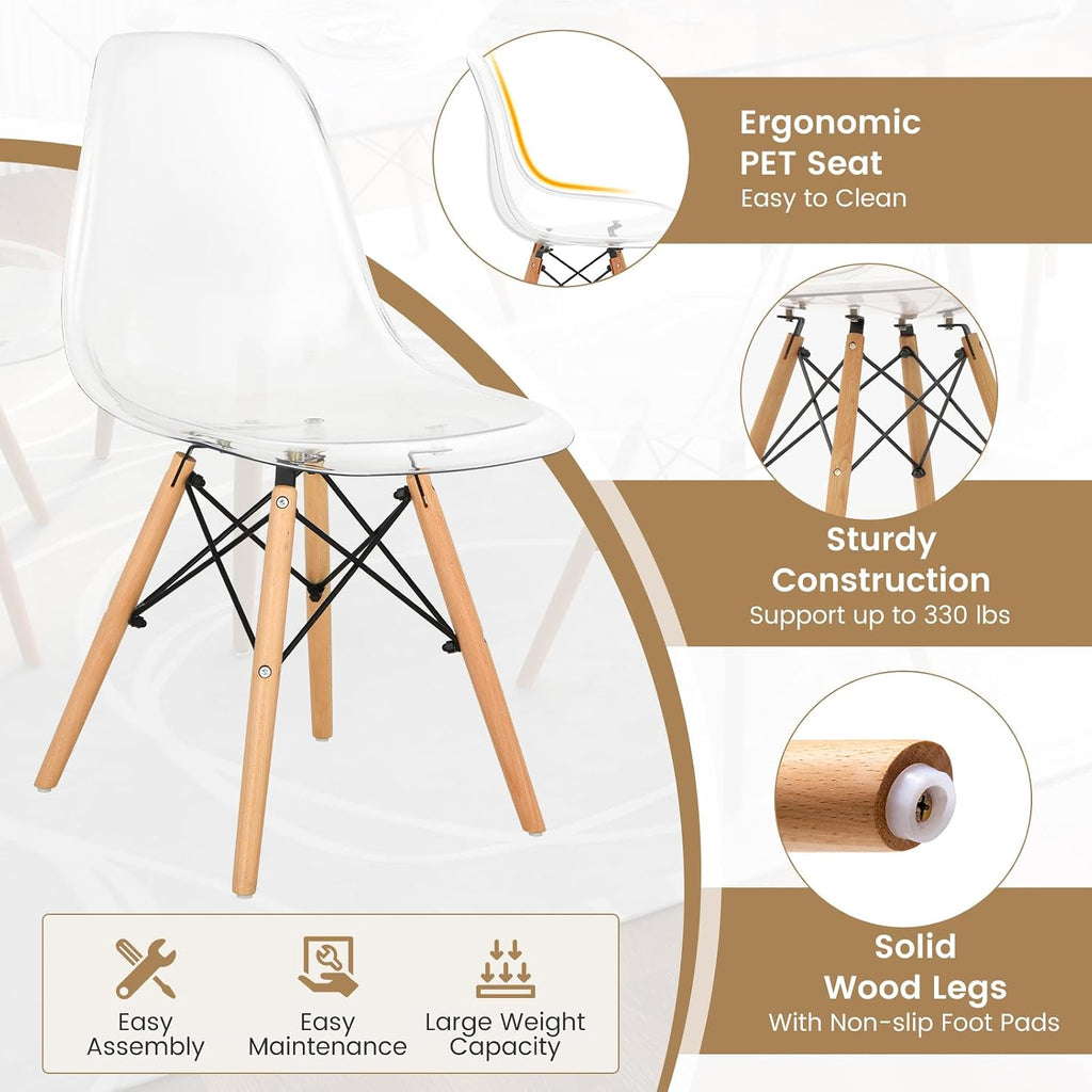 Tangkula Dining Table Set for 4, Modern Kitchen Table and Chairs, Glass Table and Chairs Set of 4 for Small Living Room, Kitchen