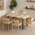 Extendable Dining Table, Rectangle Kitchen Table for 4-8 People, Modern Wooden Dinner Table with Strong Metal Legs, Space Saving Expandable Dining Room Table for Restaurant, Conference, Natural
