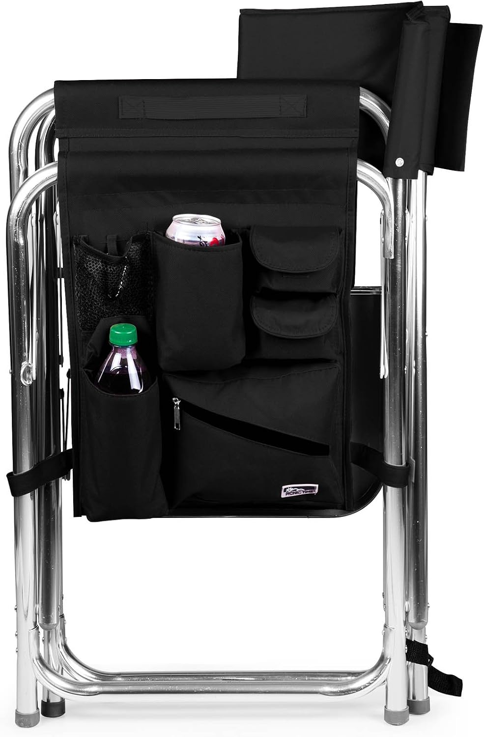 Picnic TIME Disney The Incredibles Sports Chair with Side Table, Folding Beach and Camp Chair, Portable Outdoor Chair with Carry Strap and Storage Pockets, (Black)