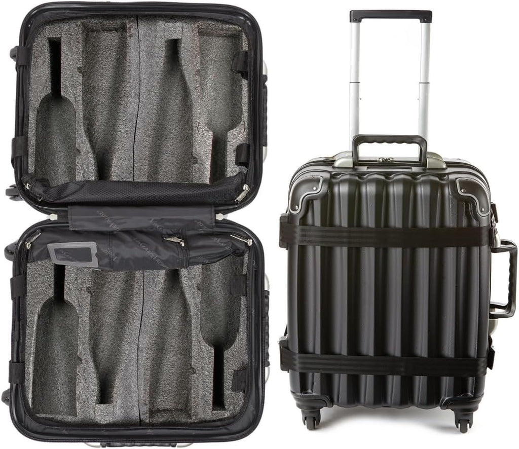 VinGardeValise® Petite Wine Suitcase – 8-Bottle Travel Luggage, TSA-Approved, Durable Hard Shell, Shockproof Foam, Secure Bottle Protection for Enthusiasts & Collectors - Black