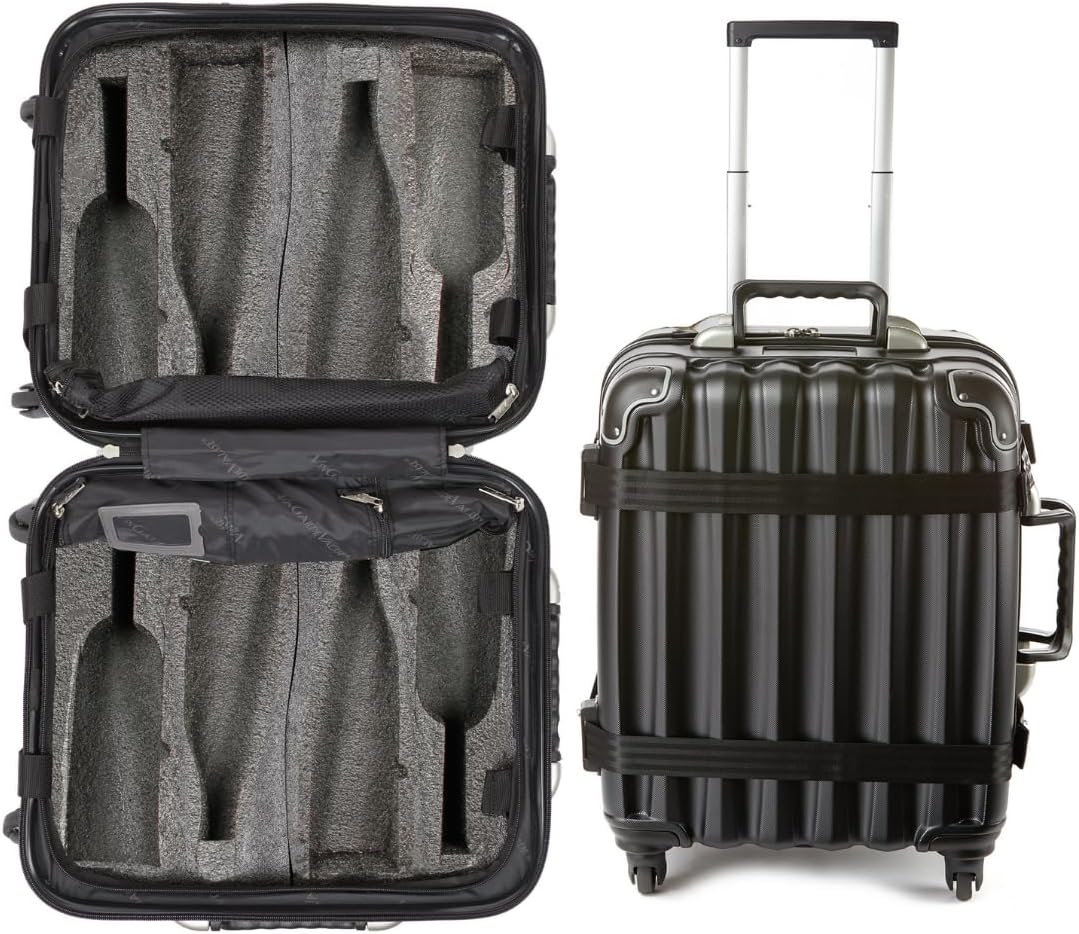 VinGardeValise® Petite Wine Suitcase – 8-Bottle Travel Luggage, TSA-Approved, Durable Hard Shell, Shockproof Foam, Secure Bottle Protection for Enthusiasts & Collectors - Black