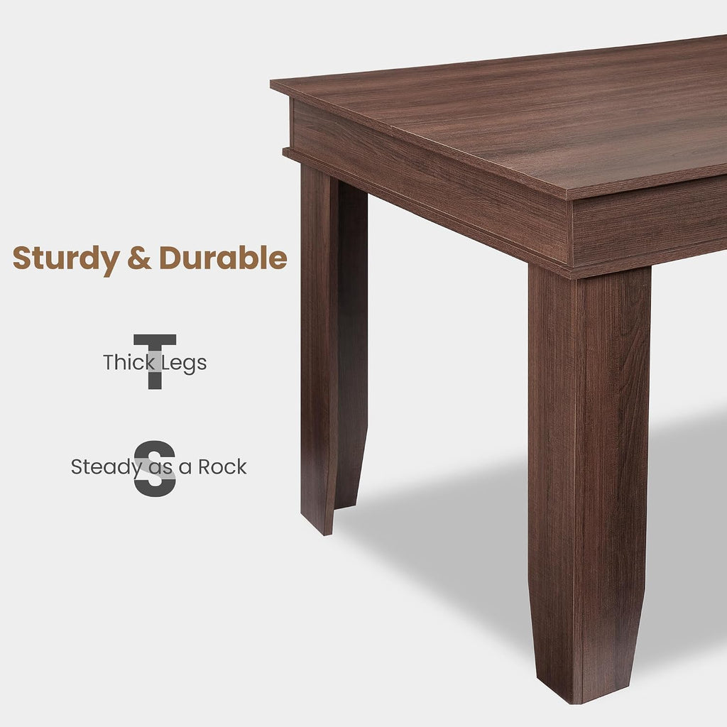 GarveeHome Farmhouse Dining Table for 6-8 People, 71 in Long Kitchen Tables with Wooden Sturdy Frame, 6 ft Large Rectangular Dinner Table for Dining Room, Kitchen (Brown, 71' Non-extendable)