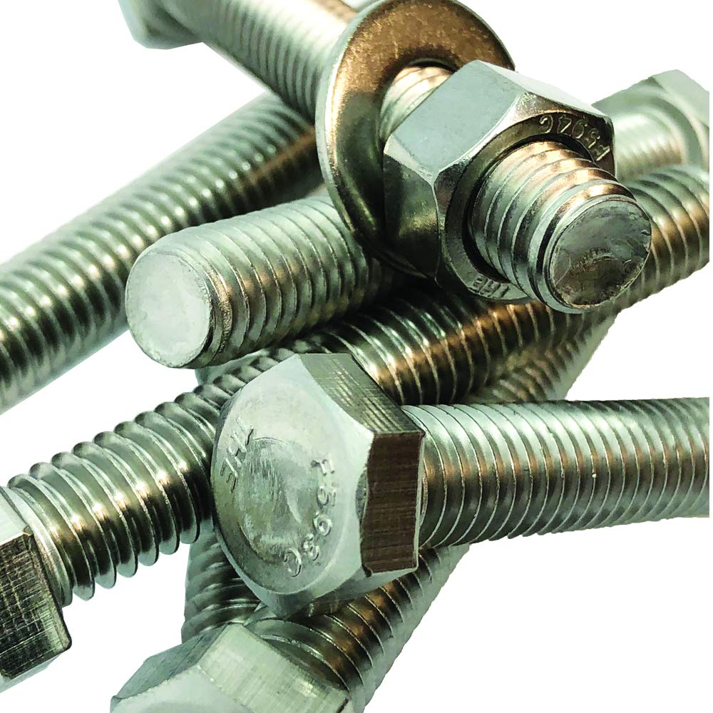 1/2' - 13 x 2-304-STAINLESS Steel Bolts, Nuts & WASHERS - 18-8 HEX Head Bolt - 304 Grade. General Purpose Bolts + Nuts + Washers - Full Thread Tap Bolts (100)