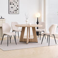47' Round Dining Table Set for 4 with Chairs Kitchen Table and Chairs Set Mid-Century Modern Chair with Metal Leg for Apartment Living Room(Natural Table with 4 Beige Chairs)