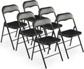 Elevon Folding Chairs 6 Pack, Padded Vinyl Cushion Chairs with Sturdy Metal Frame for for Home and Office, for Indoor and Outdoor Events, 300lb Capacity, Black