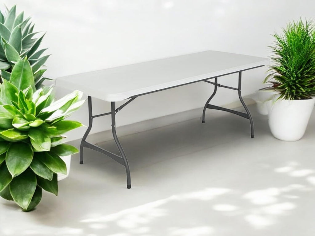 Rectangular Lifetime 6 Foot Commercial Grade Stacking Folding Utility Table for All Events (White Granite, 2 Pack)