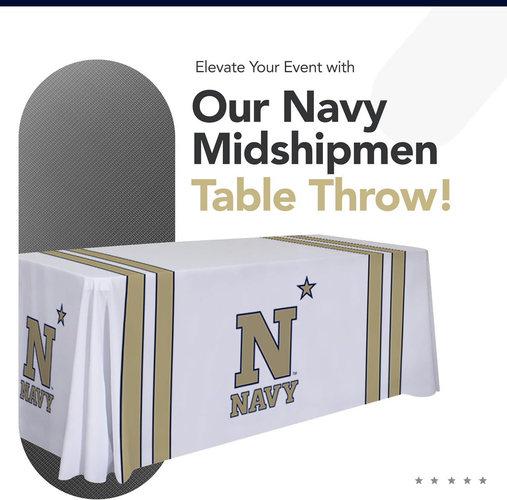 Victory Corps Navy Midshipmen College Sports Printed Table Throw - NCAA Licensed - Polyester - School Tablecloth (Navy Blue, Gold) (6' Draped)