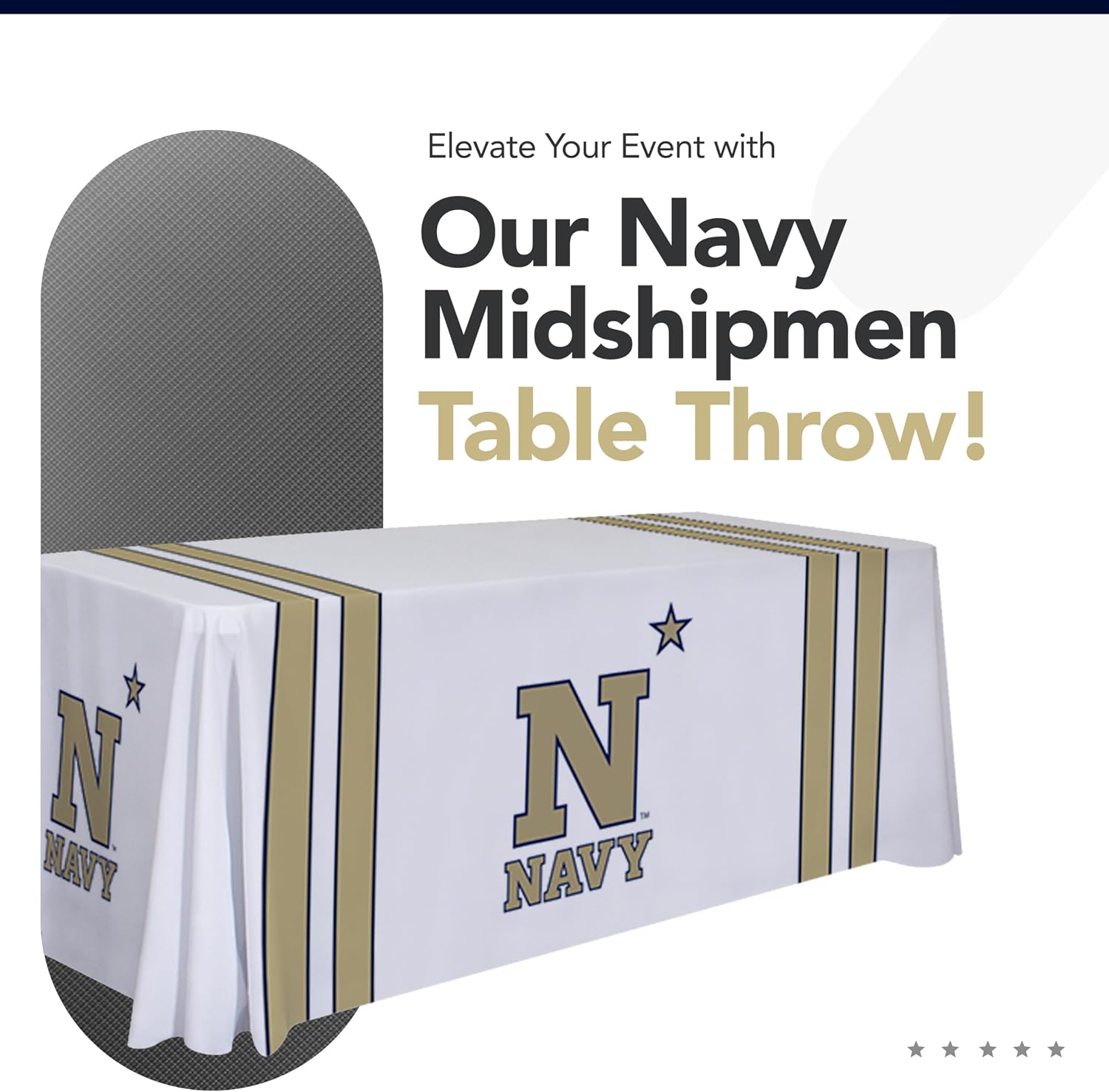 Victory Corps Navy Midshipmen College Sports Printed Table Throw - NCAA Licensed - Polyester - School Tablecloth (Navy Blue, Gold) (6' Draped)