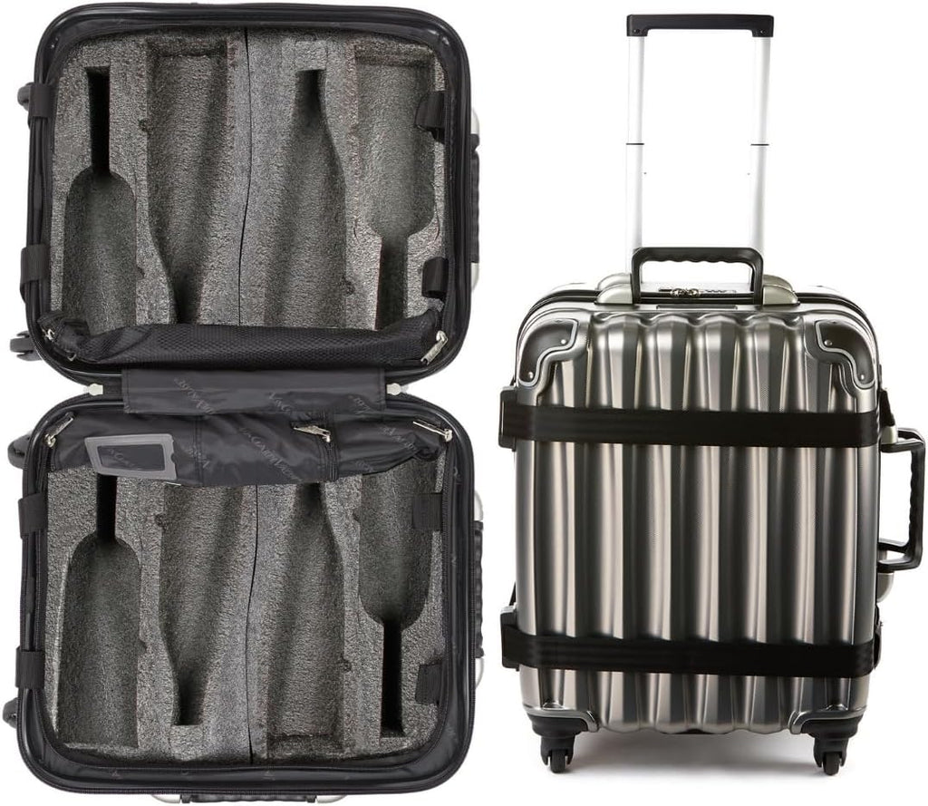 VinGardeValise® Petite Wine Suitcase – 8-Bottle Travel Luggage, TSA-Approved, Durable Hard Shell, Shockproof Foam, Secure Bottle Protection for Enthusiasts & Collectors - Silver