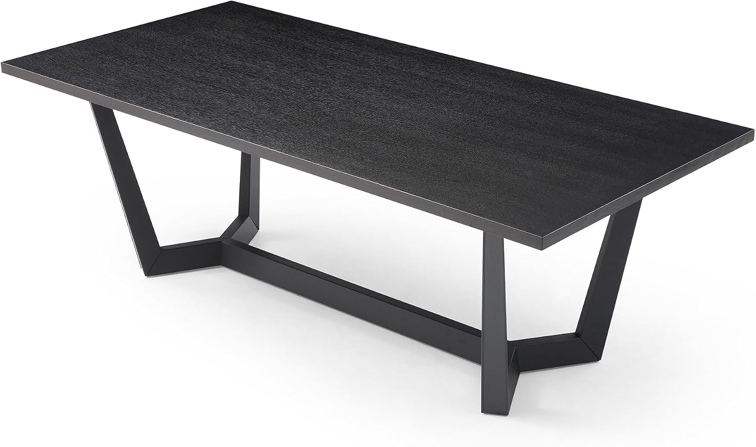 70.86'' Rectangular Wood Dining Table for 6-8, Modern Mid-Century Contemporary Dining Table for Living Room Kitchen, Dining Kitchen Table with Metal Leg Base, Easy Assembly, Black