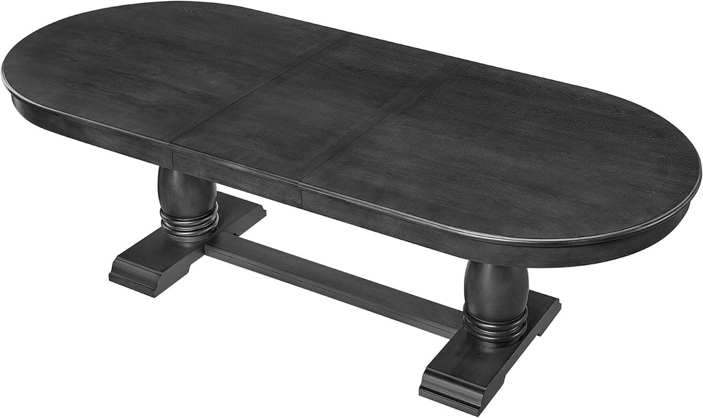 94.06'' Extendable Dining Table Rustic Wood Oval Dining Kitchen Dinner Table for 4-8, Modern Mid-Century for Living Room, Black