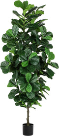 FLOWORLD Fiddle Leaf Fig Tree 7ft Tall Artificial Tree in Plastic Pot Fake Ficus Lyrata Plants with 184 Decorative Fiddle Leaves Faux Fig Trees for Home Office Living Room Decor Indoor Outdoor