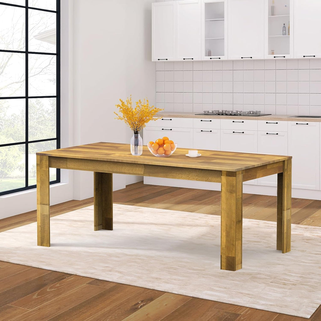 STHOUYN 71' 6ft Kitchen Dining Room Table for 6 8, Large Farmhouse Dinner Table, Wood Rectangular Long Tables for Big Family, Waterproof & Scratch Resistant (Brown)