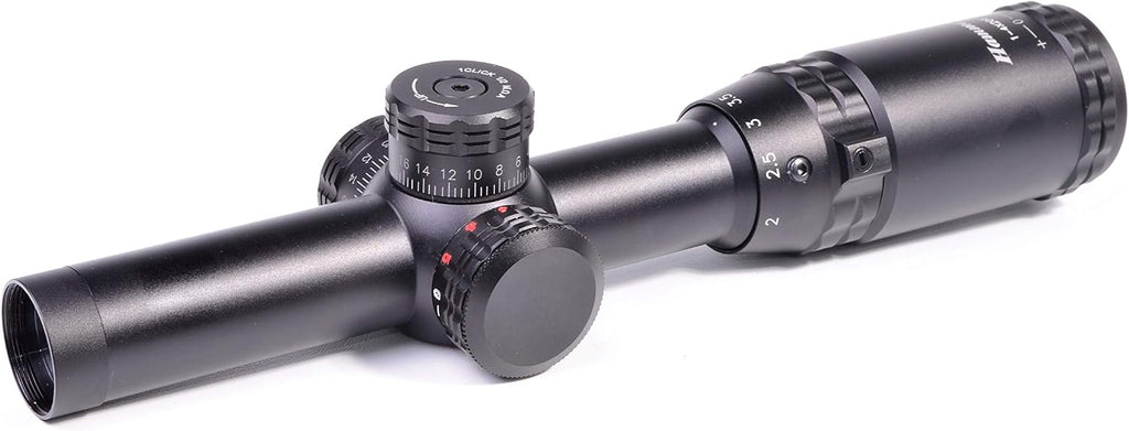 Hammers Lightweight Lever Action Rifle Scope 1-4x20 w/Illuminated Etched Glass Hog Pig Reticle 1inch Tube Weaver Rings Finger Adjustable Lockable Turret Screw Speed Lever