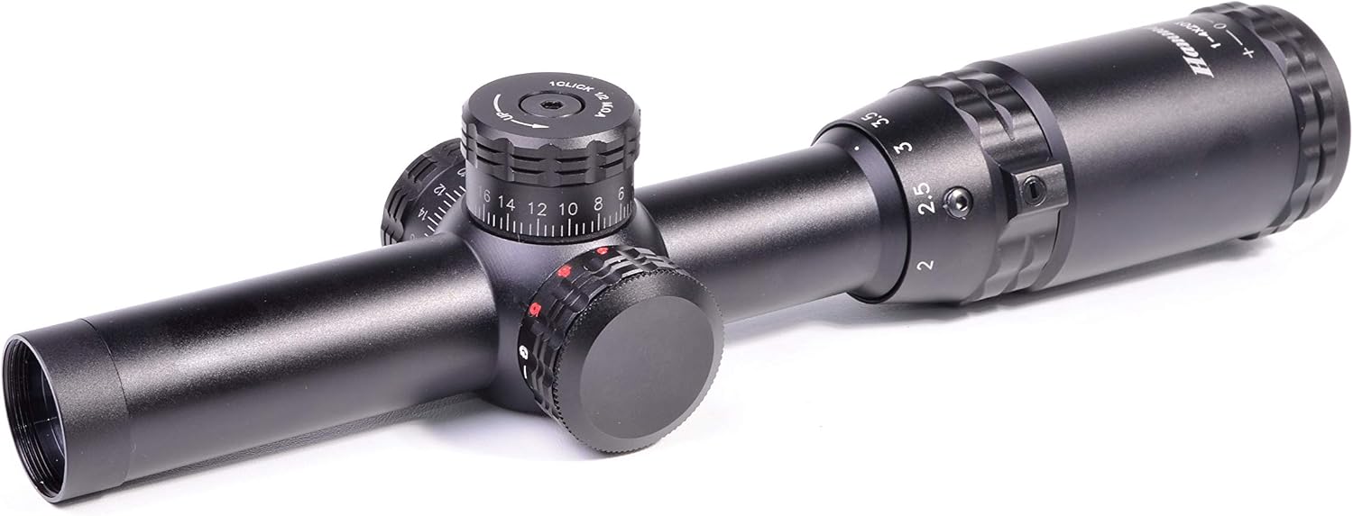 Hammers Lightweight Lever Action Rifle Scope 1-4x20 w/Illuminated Etched Glass Hog Pig Reticle 1inch Tube Weaver Rings Finger Adjustable Lockable Turret Screw Speed Lever