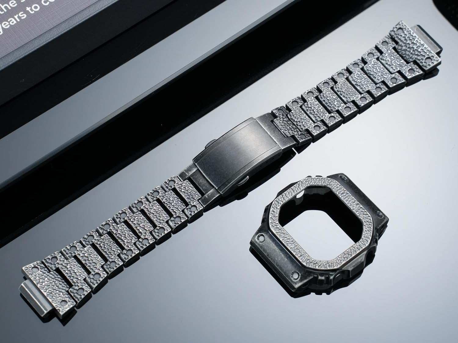Compatible with Casio G-SHOCK Series DW5600, GMW-B5000, GA-2100 Hammered Finish Stainless Steel Case Set, Titanium Alloy Case Accessories