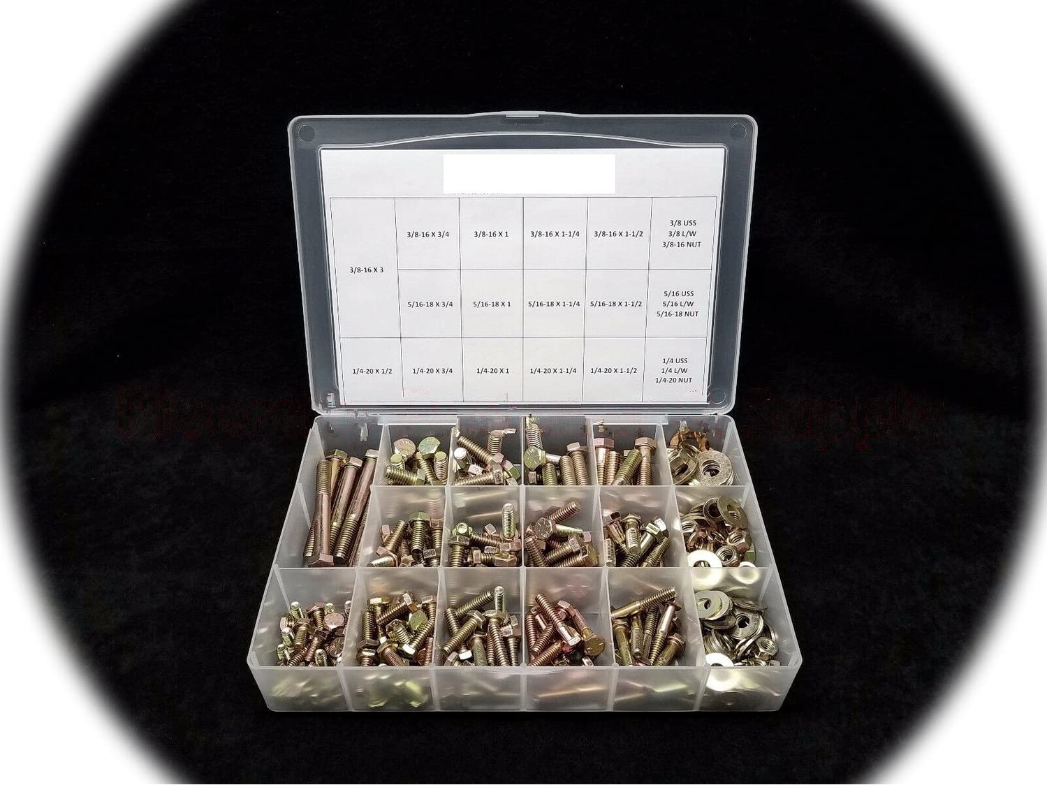 Grade 8 Bolt, NUT and Washer Assortment/KIT 334 Pieces COARSE Thread Hardware Fastener Kit Set RV8669S