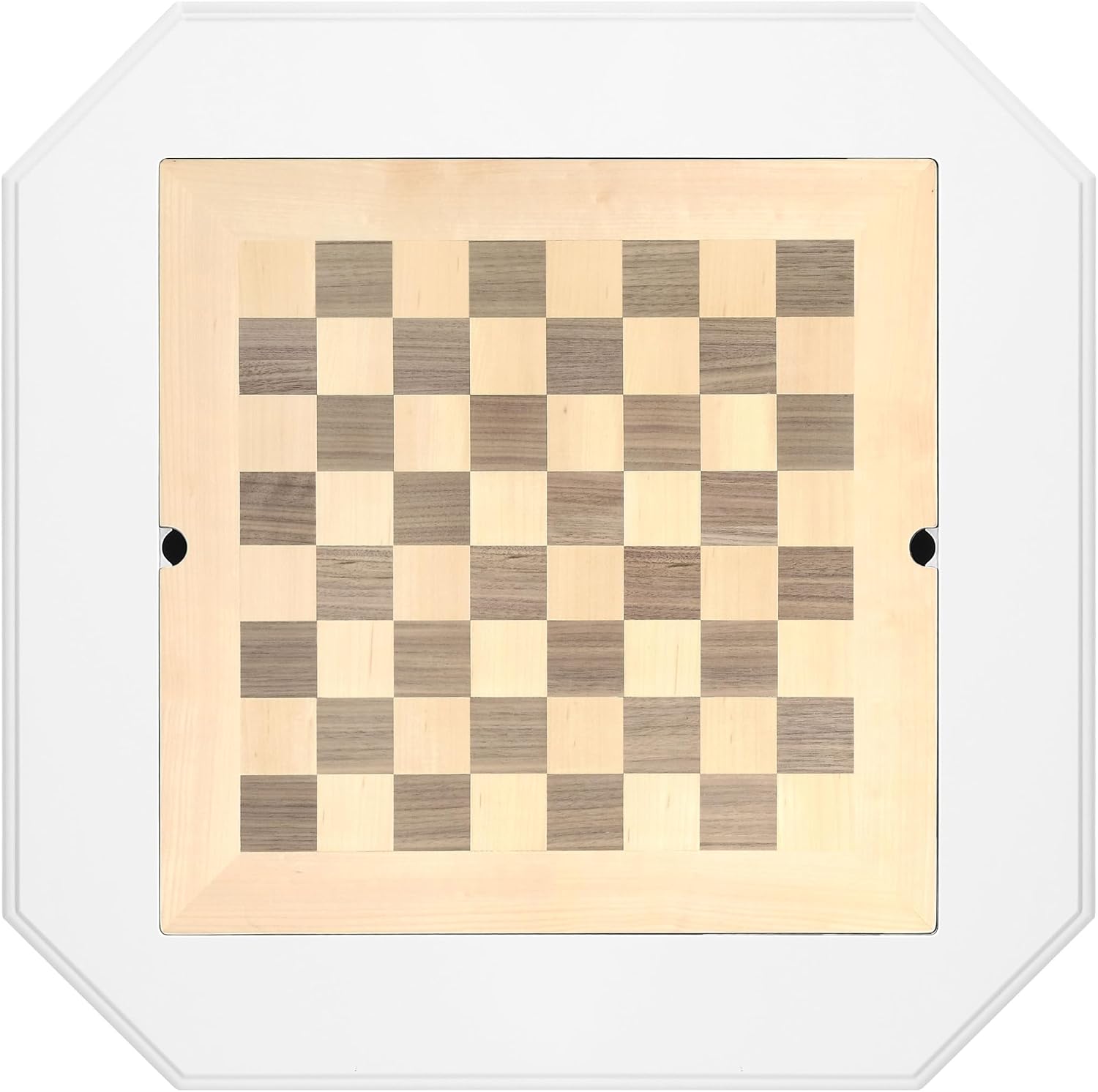 Chess Table, Reversible Chess Checker Game Table with 2 Drawers for Family Entertainment Room, 3-in-1 Square Game Tray for Chess Checker Backgammon, White