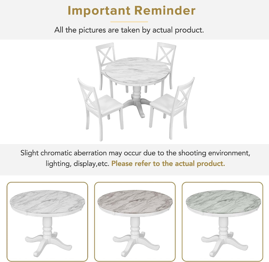 Harper & Bright Designs Dining Table Set - 5 Piece Round Dining Set with 4 Chairs Wood Dining Table Set