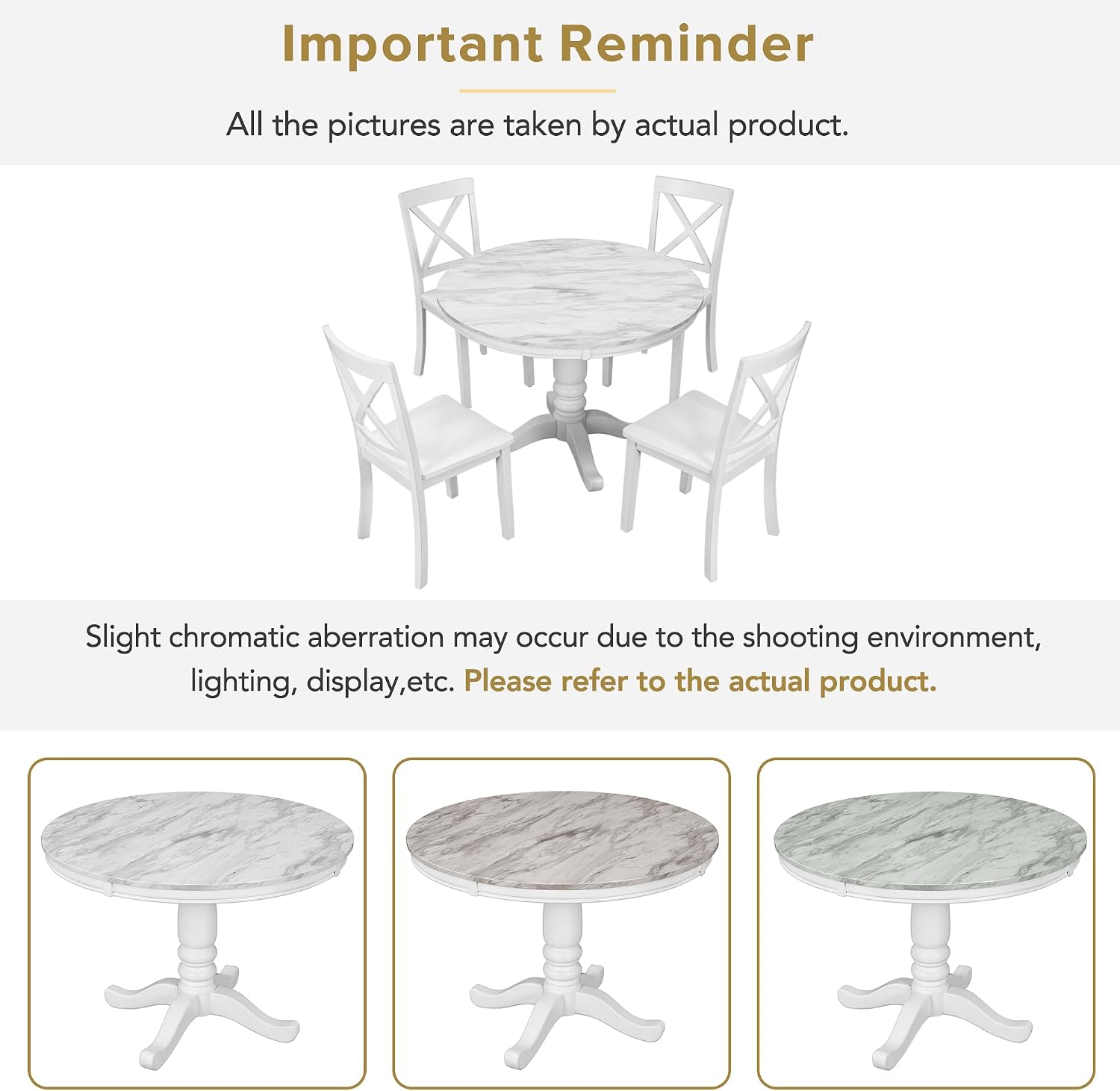 Harper & Bright Designs Dining Table Set - 5 Piece Round Dining Set with 4 Chairs Wood Dining Table Set