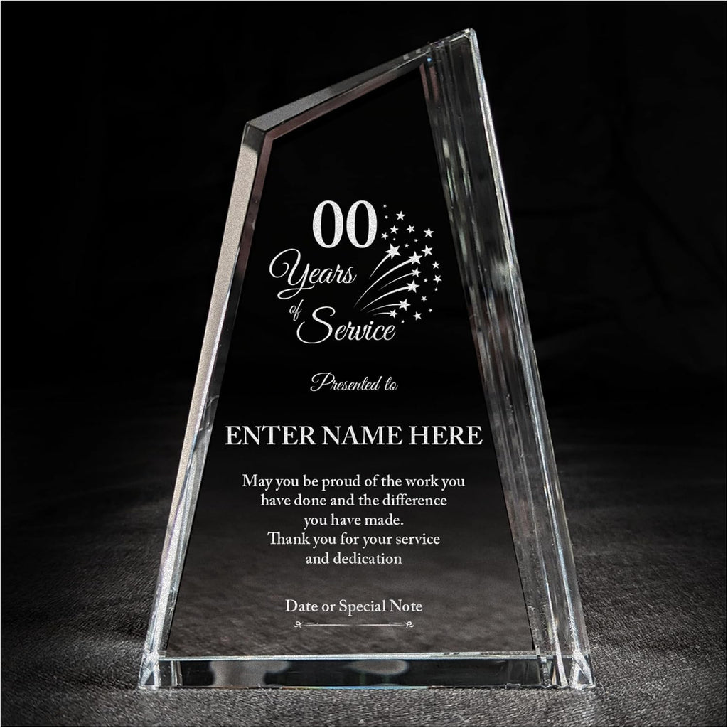 Personalized Acrylic Retirement Gifts For Men and Women, Laser Engraved Custom Trophy for Service Recognition, Years Of Service Retirement Trophy Award for Boss, Employee, Teacher Crystal Peak)