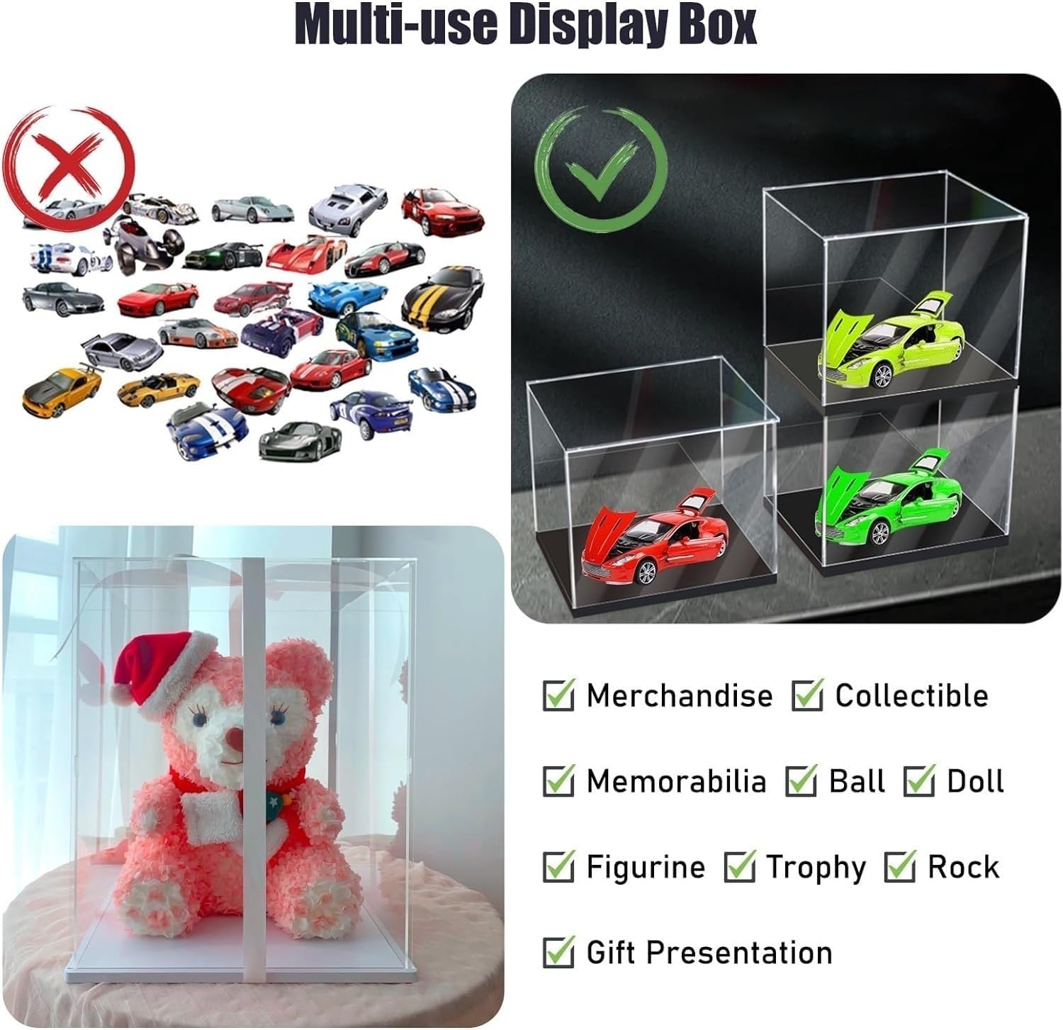 12 14 16 18 20 22 24 26 28 Inch Trophy Holder Clear Acrylic Display Case Assemble Box with Black Base, Dustproof Storage for Souvenirs & Awards(45x45x30cm/1 8x18x12in)