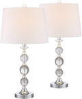 360 Lighting Solange 25' High Modern Glam Luxury Table Lamps Set of 2 Silver Finish Stacked Crystal White Shade Living Room Bedroom Bedside Nightstand House Office Home Reading Kitchen Entryway