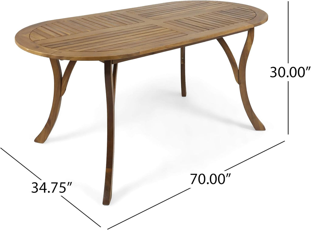 Christopher Knight Home Baia Outdoor 70' Oval Acacia Wood Dining Table, Teak