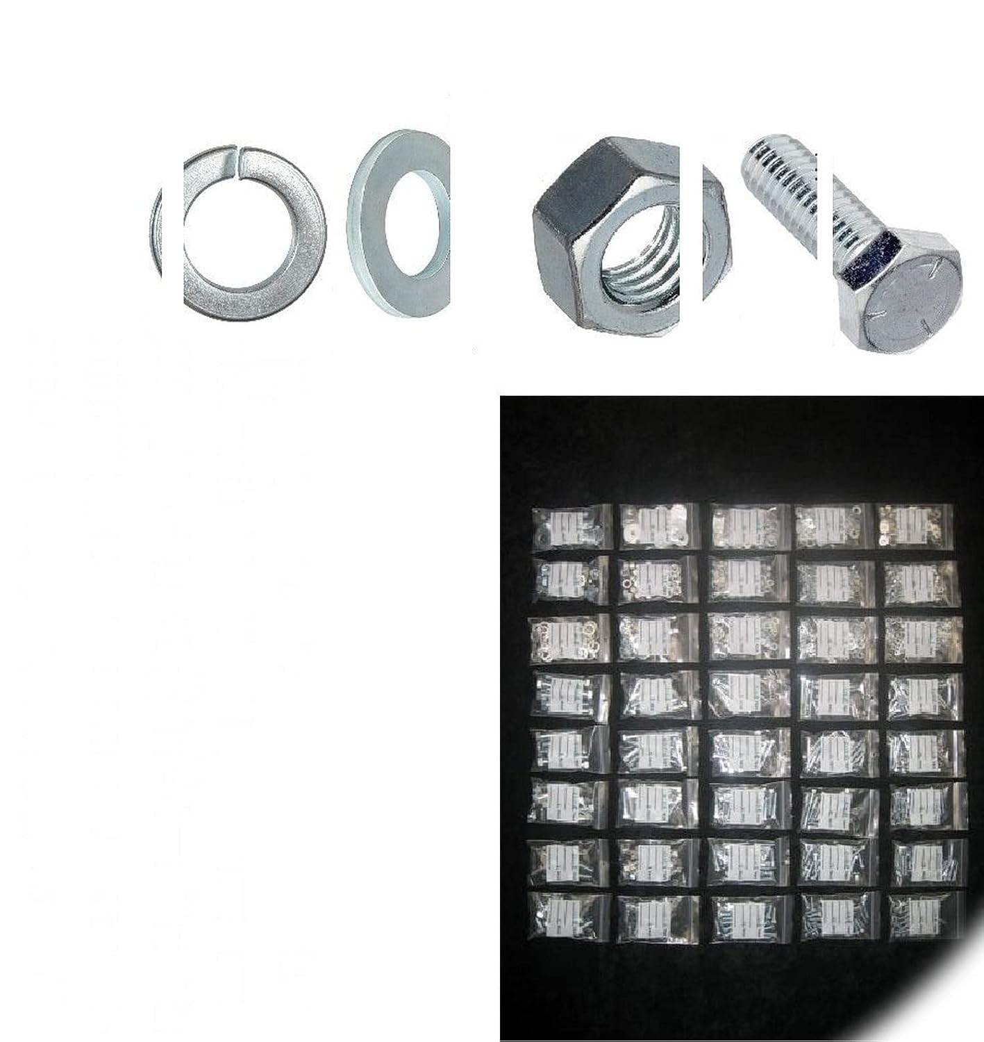 Grade 5 Bolt Assortment with Nuts & Washers 1/4-20 5/16-18 3/8-16 7/16-14 1/2-13 Hardware Fastener Kit Set RV9538S