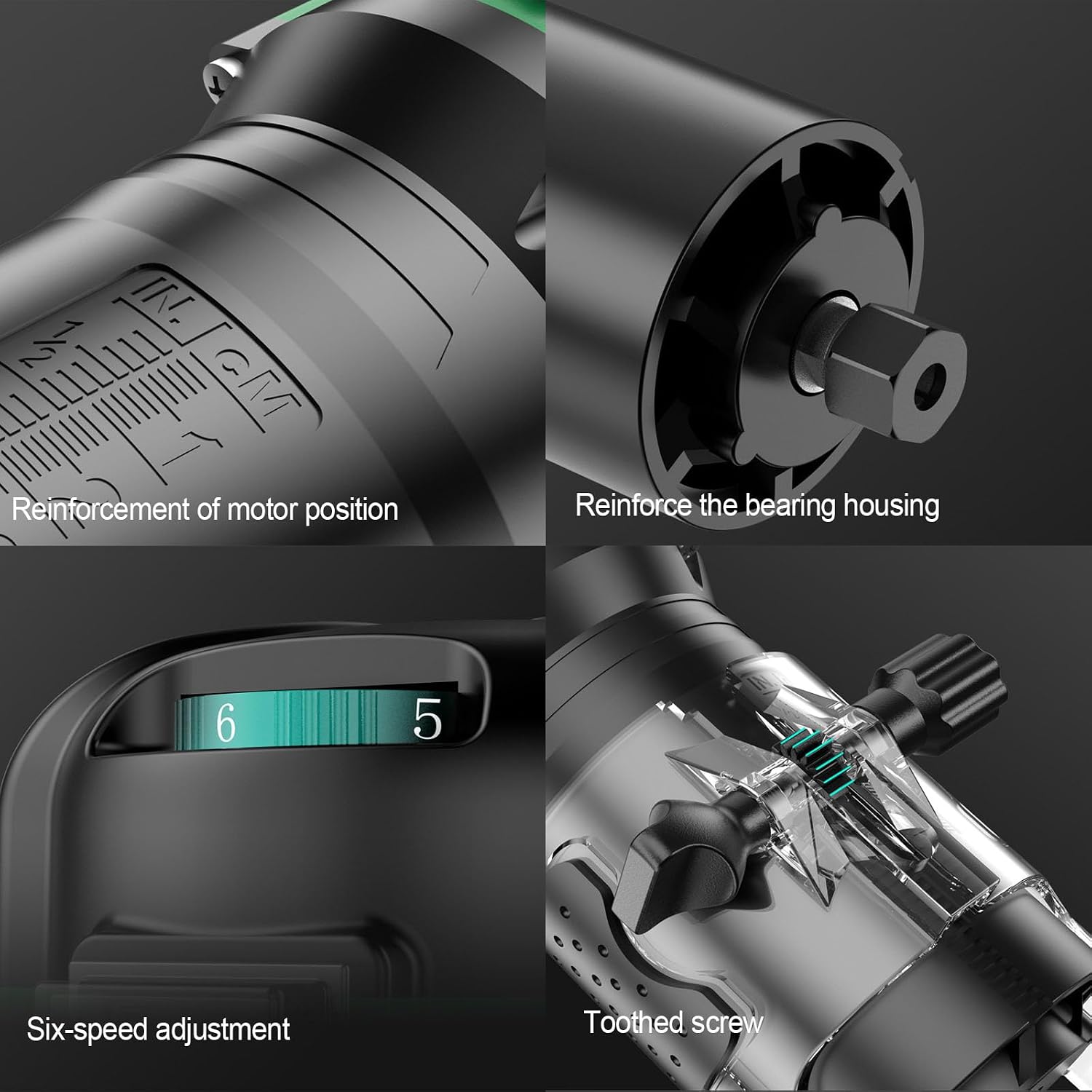 Woodworking Router, 800W 6-Speed Electric Router with Full Copper Motor, Edge Trimming Tool Adjustable Depth, for Slotting Trimming Carving