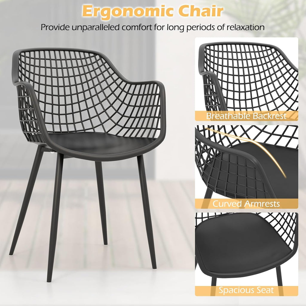 Tangkula 3 Piece Patio Bistro Set, All Weather Heavy Duty Table and Chairs Set of 2 with Widen Seats, Outdoor Furniture Set for Porch, Balcony, Backyard (Black)